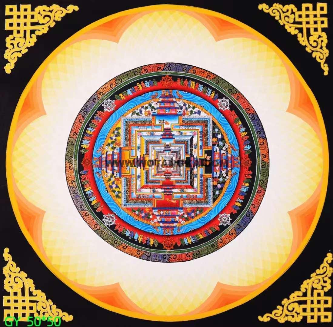编号138-567848：彩绘唐卡-时轮金刚坛城（50*50CM左右）