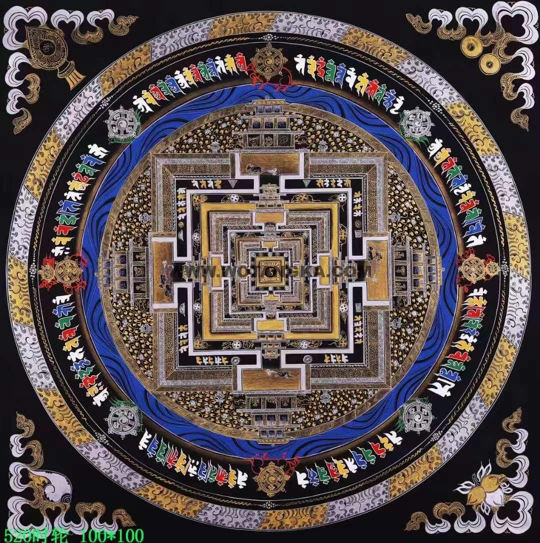 编号138-129956：彩绘唐卡-时轮金刚坛城（100*100CM左右）
