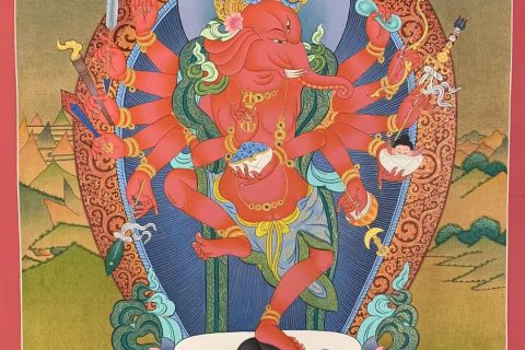 编号155-999868：嘎玛嘎赤-象鼻财神（60*40CM左右）