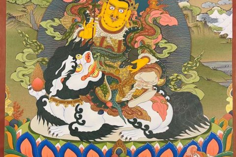 编号155-137090：彩绘唐卡-财宝天王（95*65CM左右）