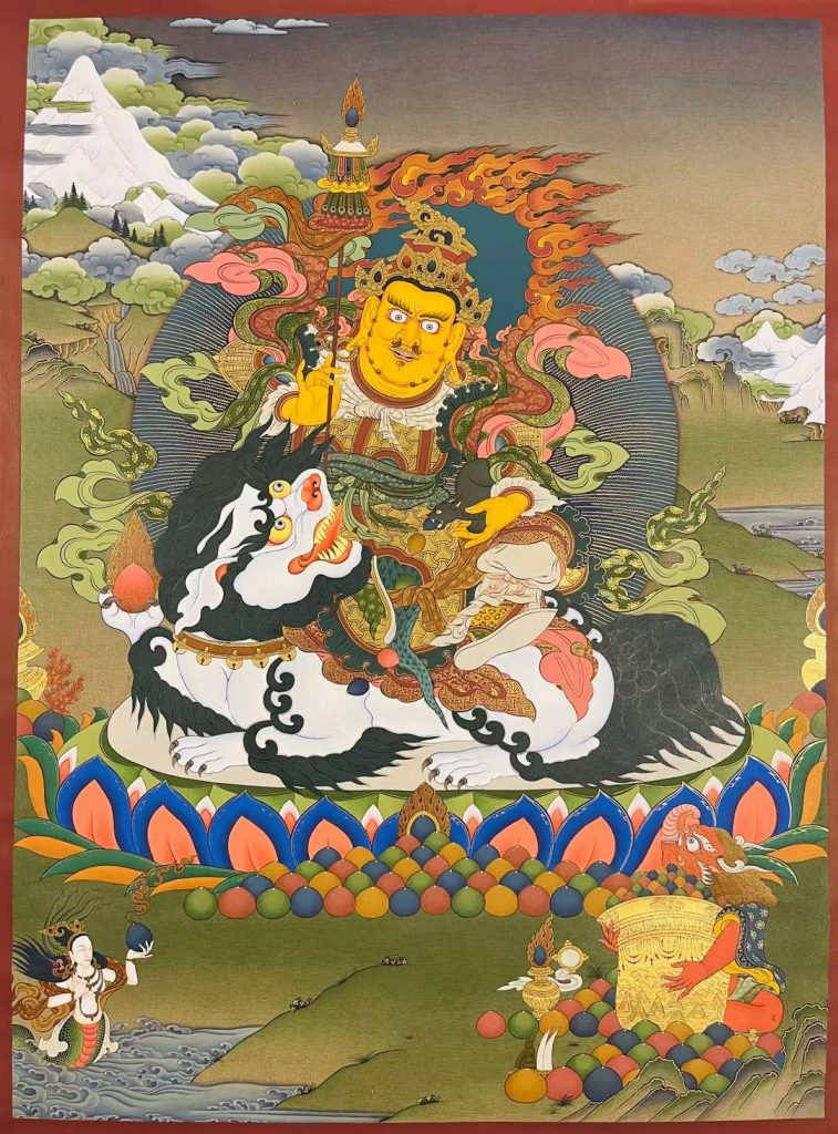 编号155-137090：彩绘唐卡-财宝天王（95*65CM左右）