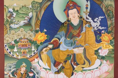 编号155-507527：彩绘唐卡-莲花生大士（75*55CM左右）