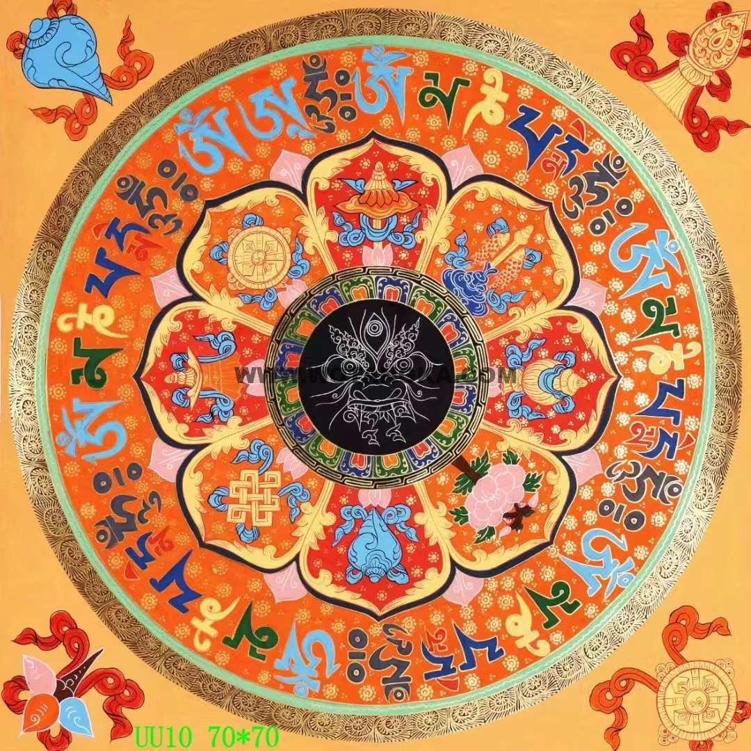 编号138-396132:彩绘唐卡-吉祥八宝坛城(70*70CM左右)