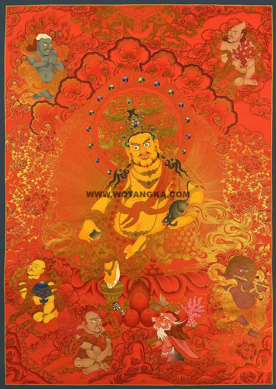 编号155-102996:红金唐卡-黄财神(100*75CM左右)