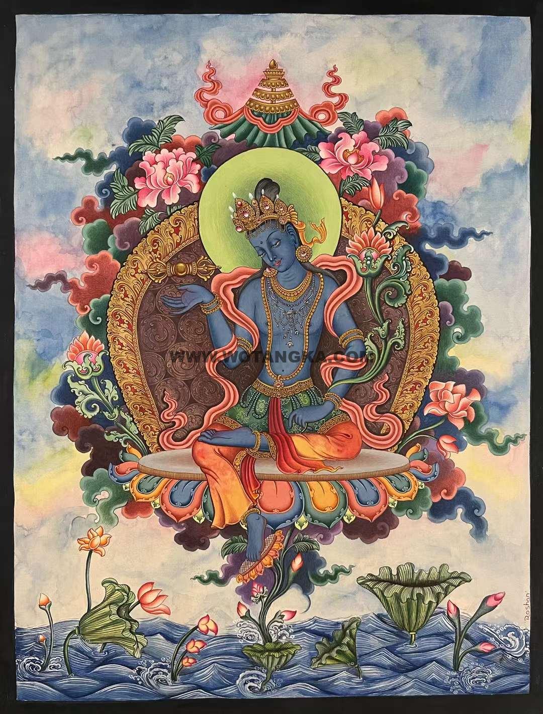 编号155-863167：彩绘唐卡-大势至菩萨（42*32CM左右）