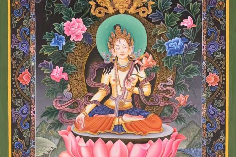 编号155-952664：彩绘唐卡-白度母（55*40CM左右）