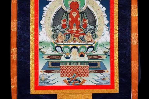 编号168-335383：彩绘唐卡-长寿佛（75*50CM左右）