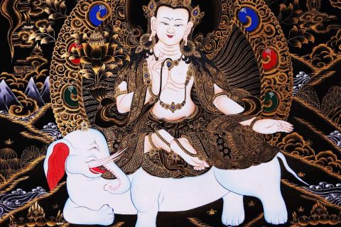 编号168-562808：黑金唐卡-普贤菩萨（60*45CM左右）