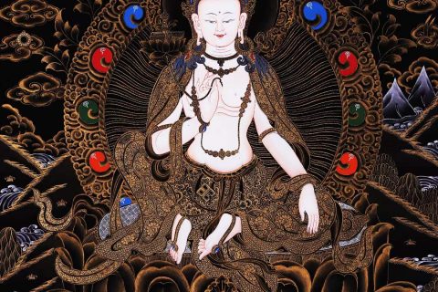 编号168-620454：黑金唐卡-普贤菩萨（60*45CM左右）