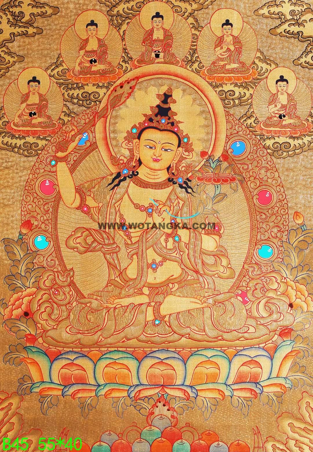 编号168-855325：黄金唐卡-文殊菩萨（55*40CM左右）