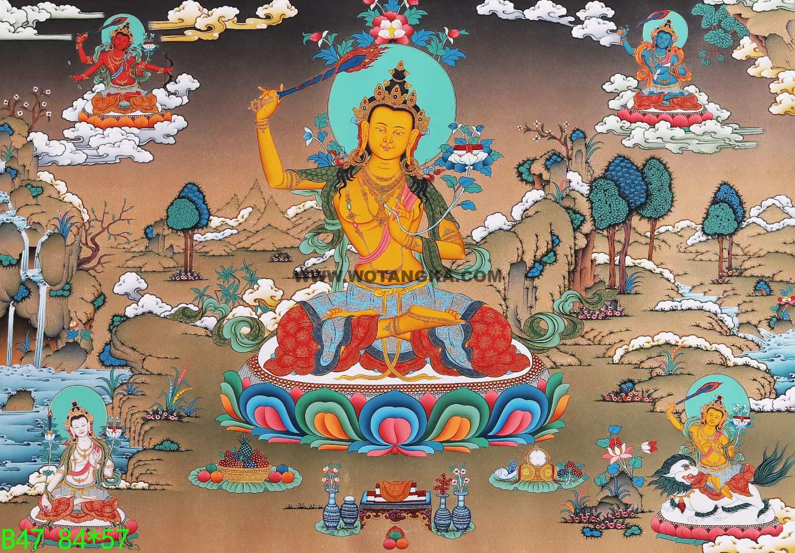 编号168-535345：彩绘唐卡-文殊菩萨（84*57CM左右）