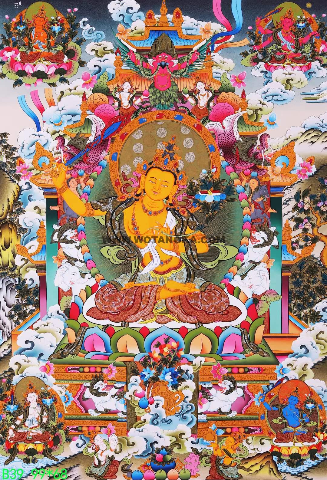 编号168-309405:彩绘唐卡-文殊菩萨·五部文殊(99*69CM左右)