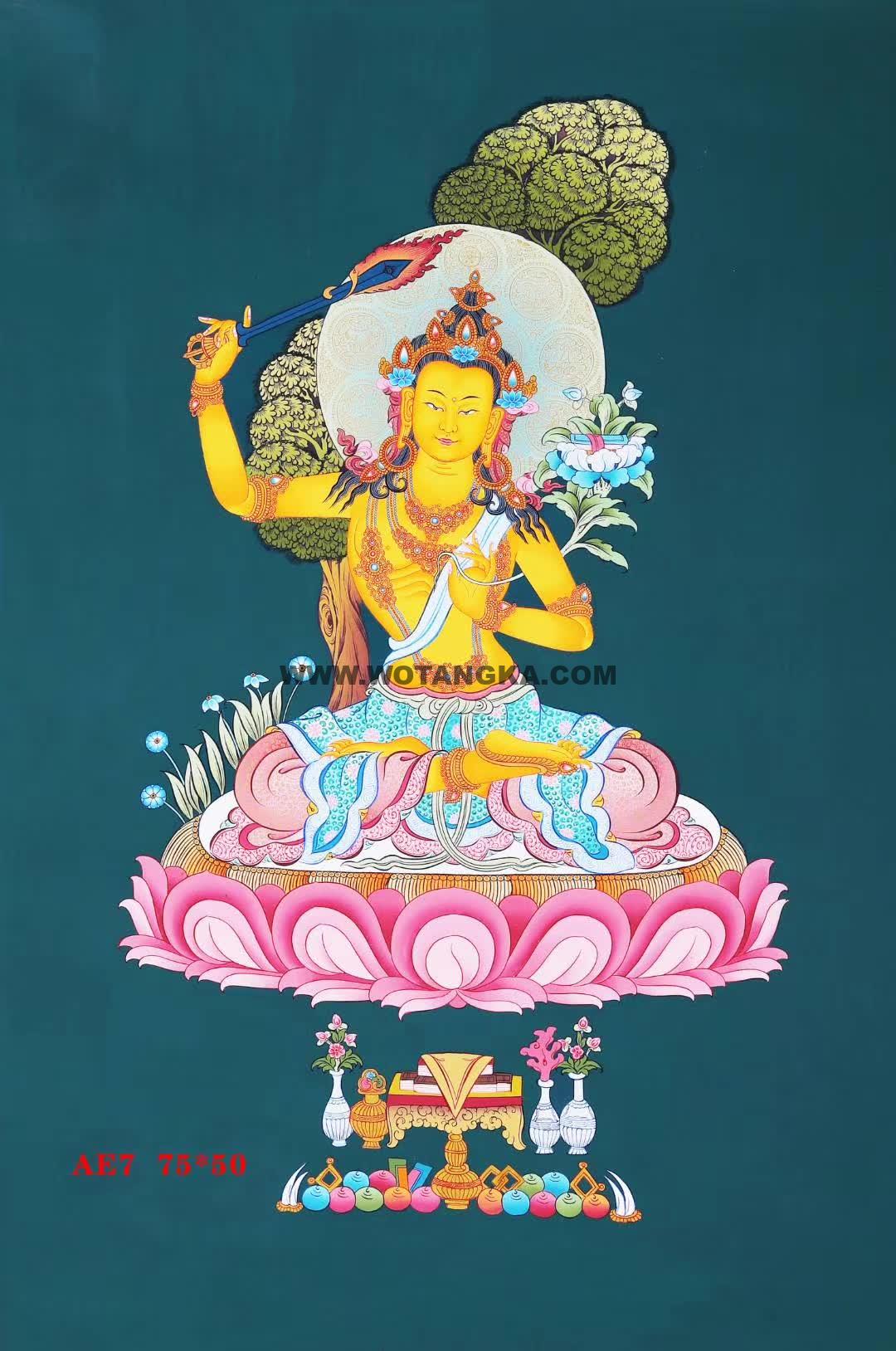 编号168-671152：彩绘唐卡-文殊菩萨（75*50CM左右）