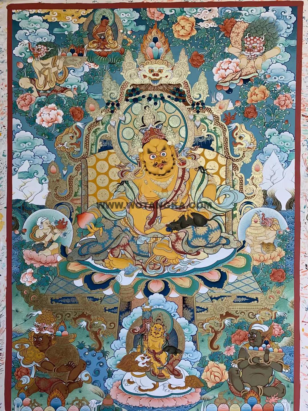 热贡-扎巴:彩绘唐卡-黄财神(80*50CM左右)