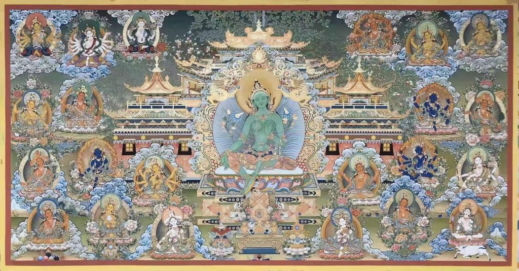 编号188-364597：彩绘唐卡-二十一度母（90*160CM左右）