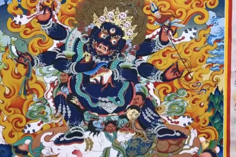 编号188-442969：彩绘唐卡-六臂玛哈嘎拉（75*55CM左右）
