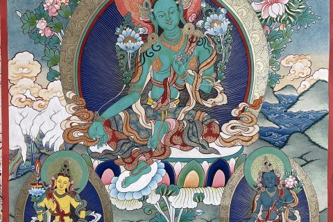 编号188-556432：彩绘唐卡-绿度母（80*50CM左右）