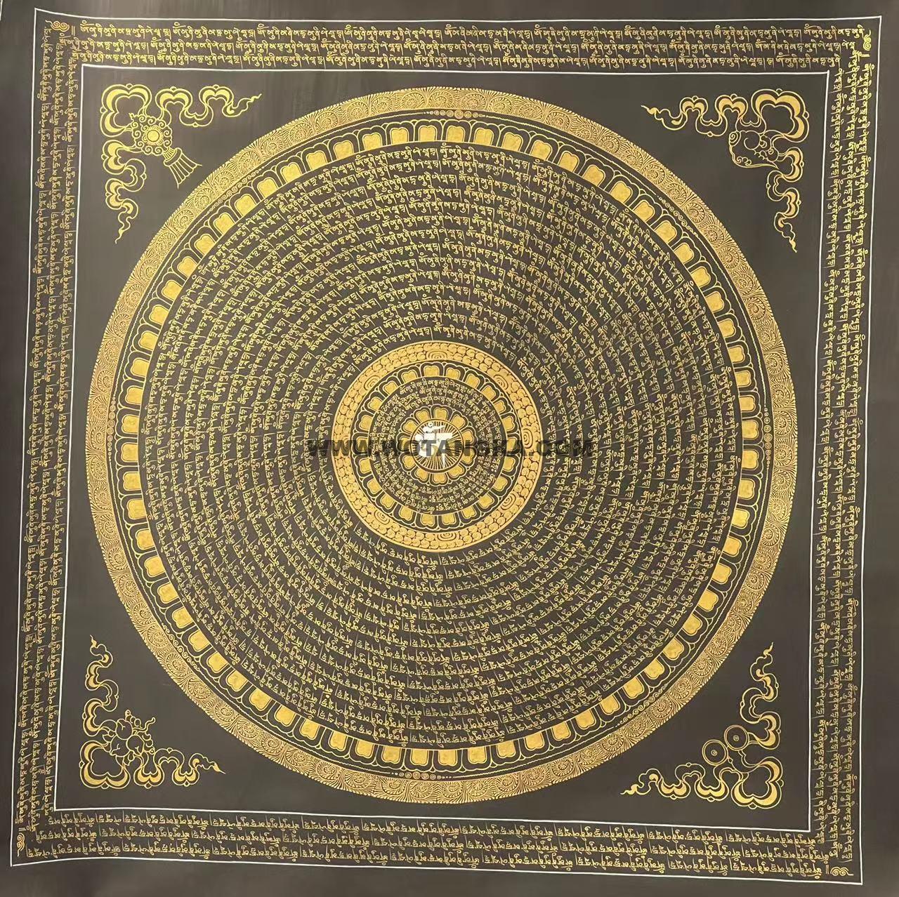 编号188-137090：黑金唐卡-六字真言坛城（80*80CM左右）