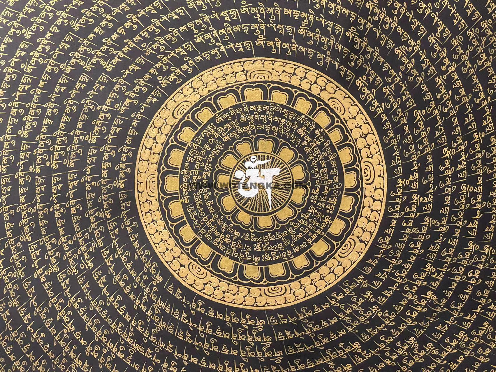 编号188-137090：黑金唐卡-六字真言坛城（80*80CM左右）