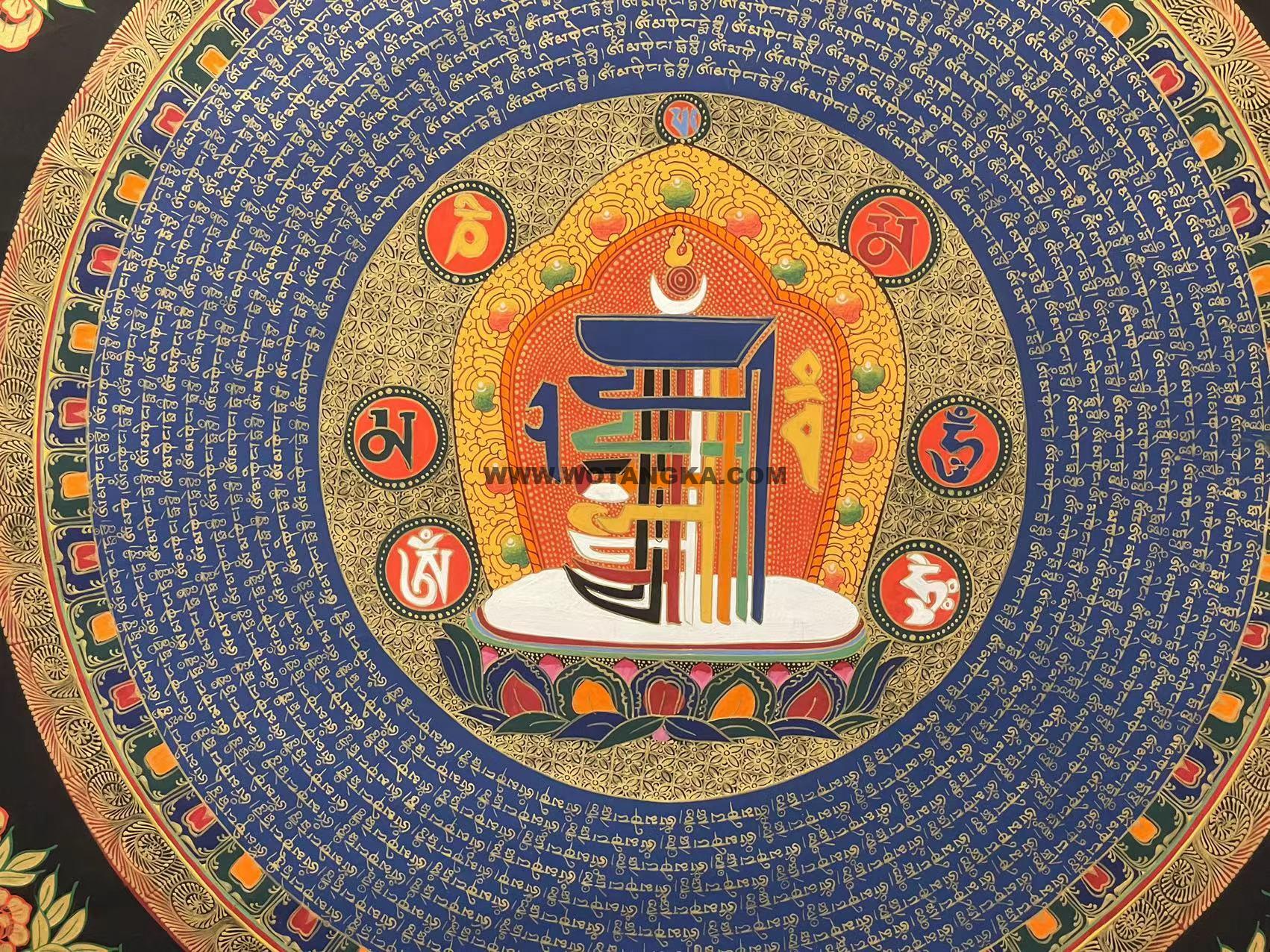 编号188-211108：彩绘唐卡-十相自在坛城（70*70CM左右）