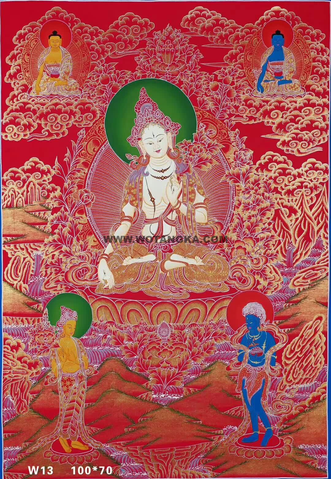 编号158-447036：红金唐卡-白度母（100*70CM左右）