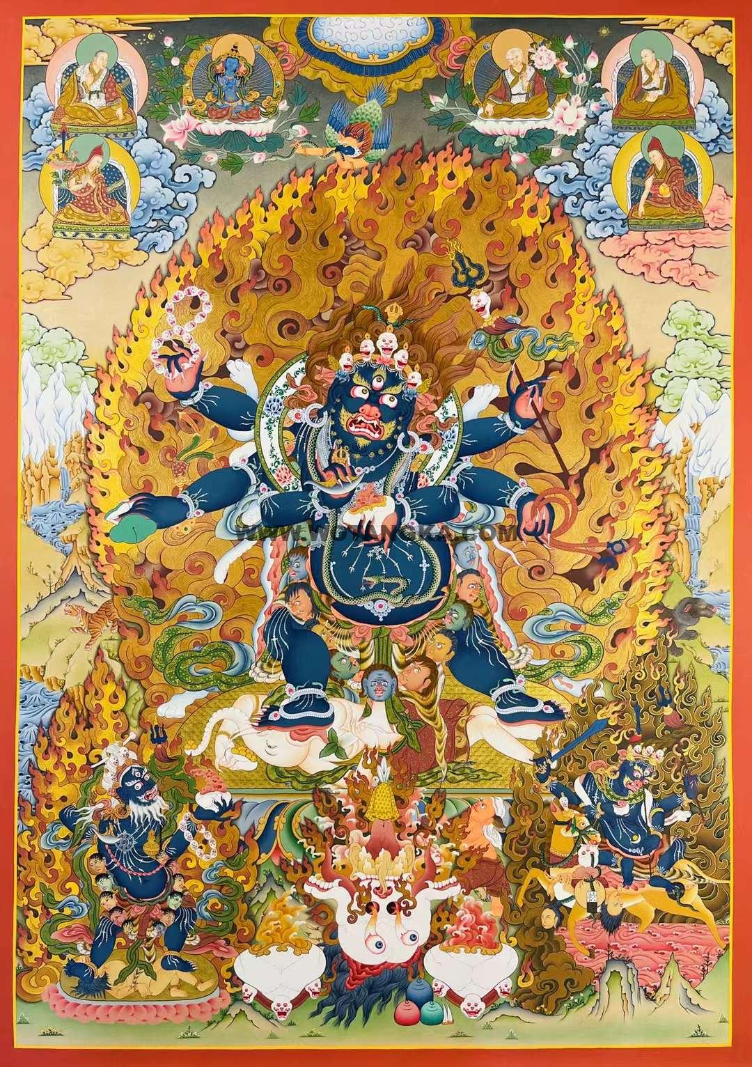 编号162-895197:彩绘唐卡-六臂玛哈嘎拉(105*75CM左右)