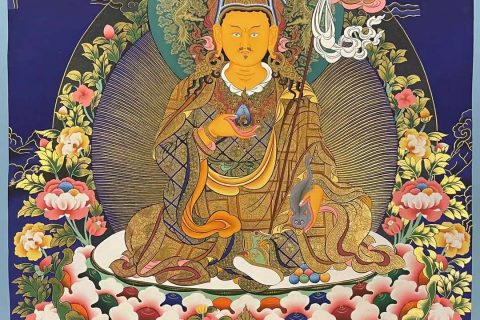 编号162-495704：蓝金唐卡-莲花生大士（75*55CM左右）