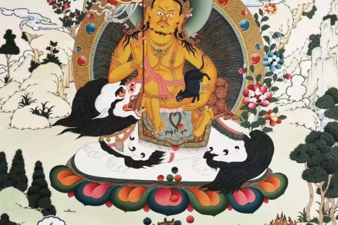 编号138-849545：彩绘唐卡-财宝天王（92*66CM左右）
