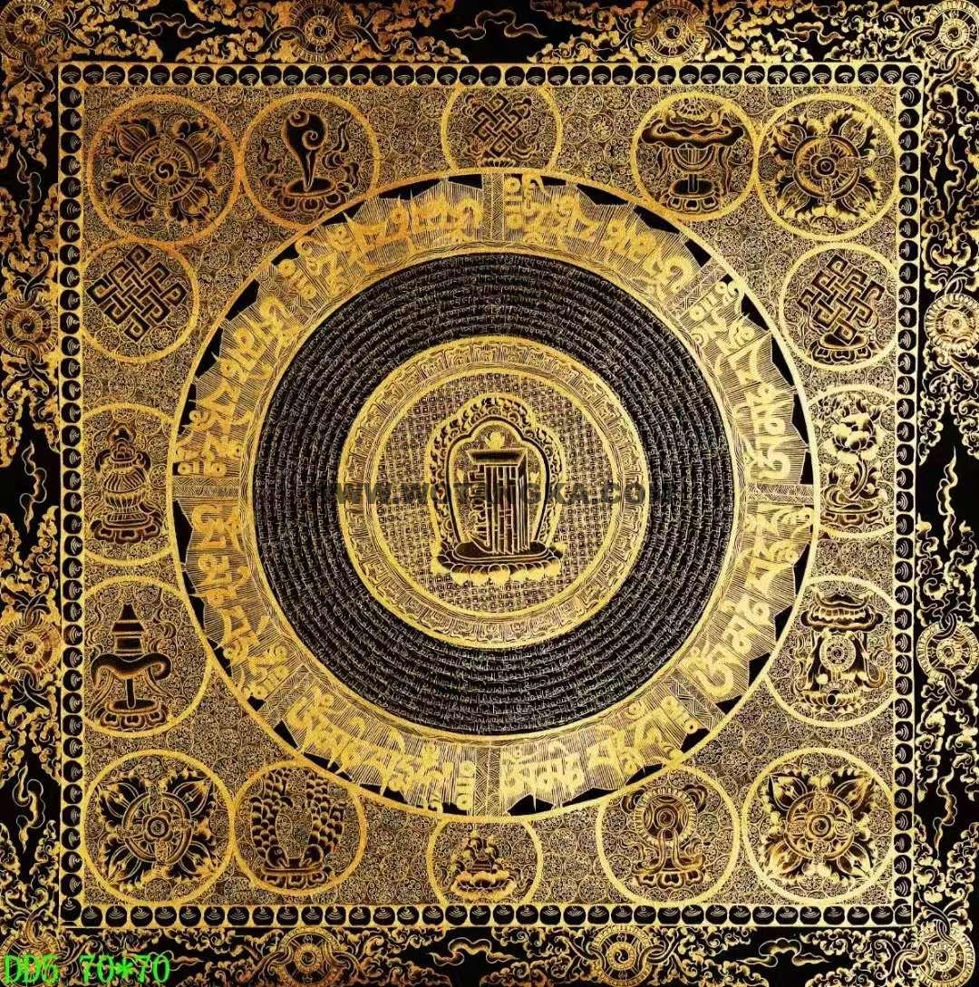 编号138-374796：黑金唐卡-十相自在坛城（70*70CM左右）