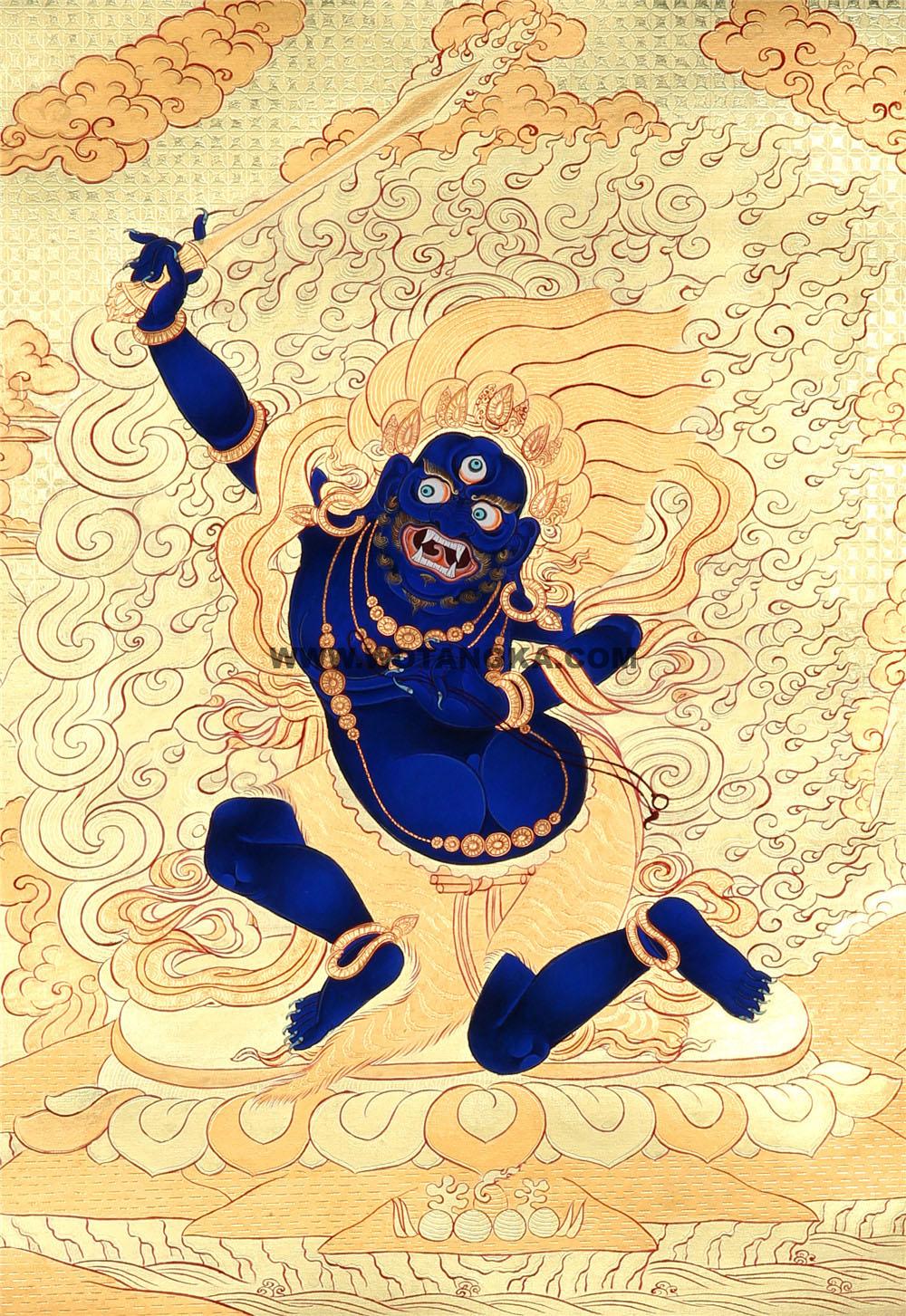 黄金唐卡-不动明王