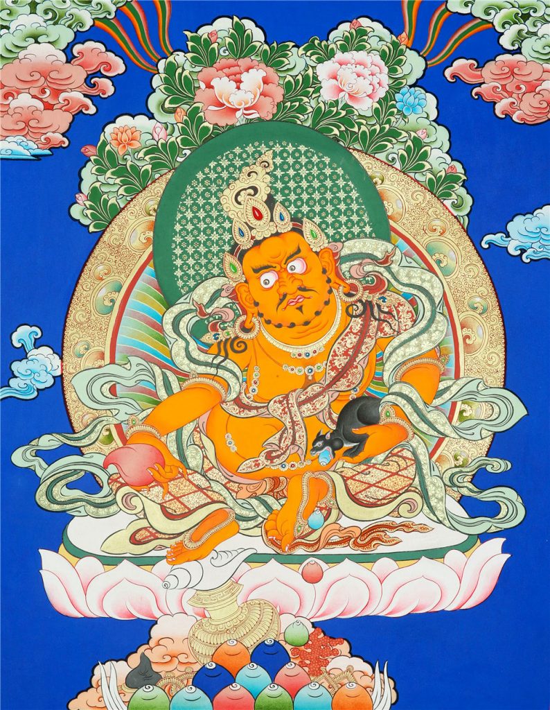 蓝金唐卡-黄财神