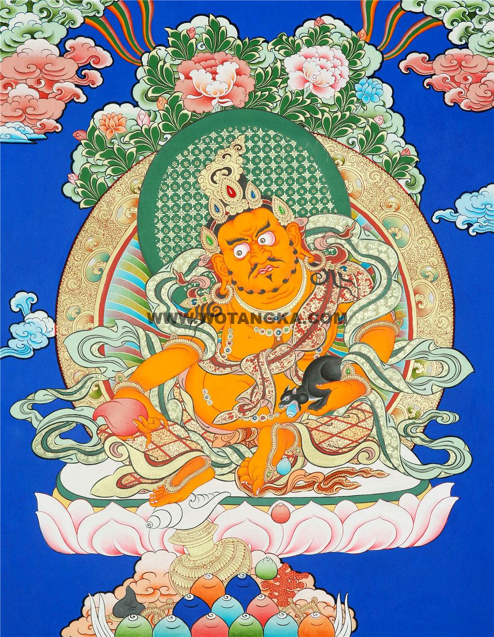 蓝金唐卡-黄财神