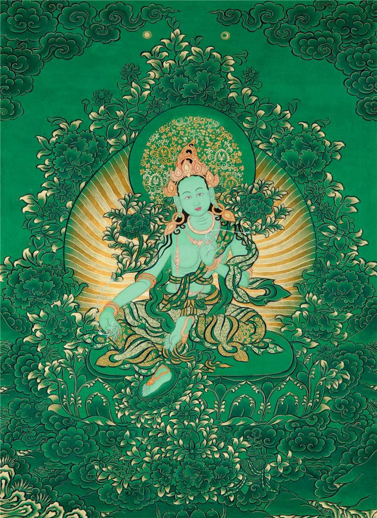 绿金唐卡-绿度母