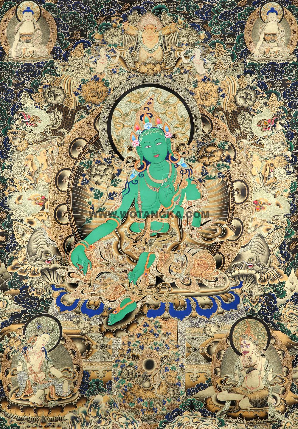 黑金唐卡-绿度母