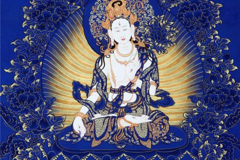 蓝金唐卡-白度母