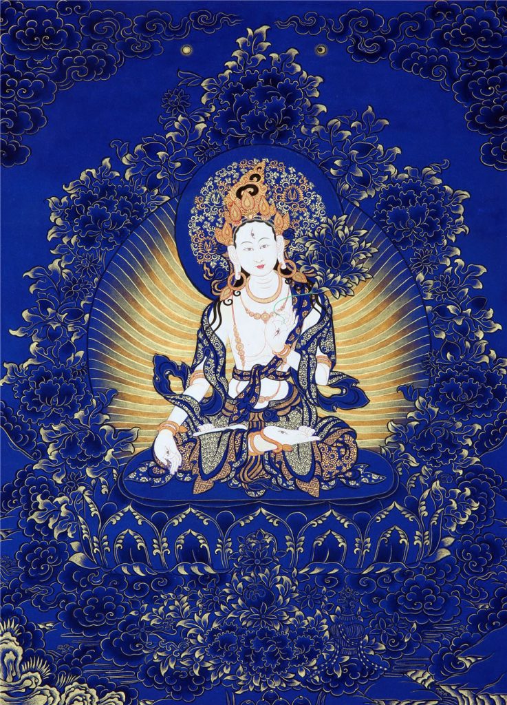 蓝金唐卡-白度母