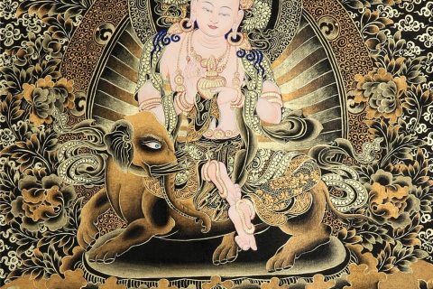 编号188-217001：黑金唐卡-普贤菩萨（85*60CM左右）