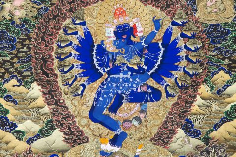 编号188-423922：黑金唐卡-喜金刚（100*70CM左右）