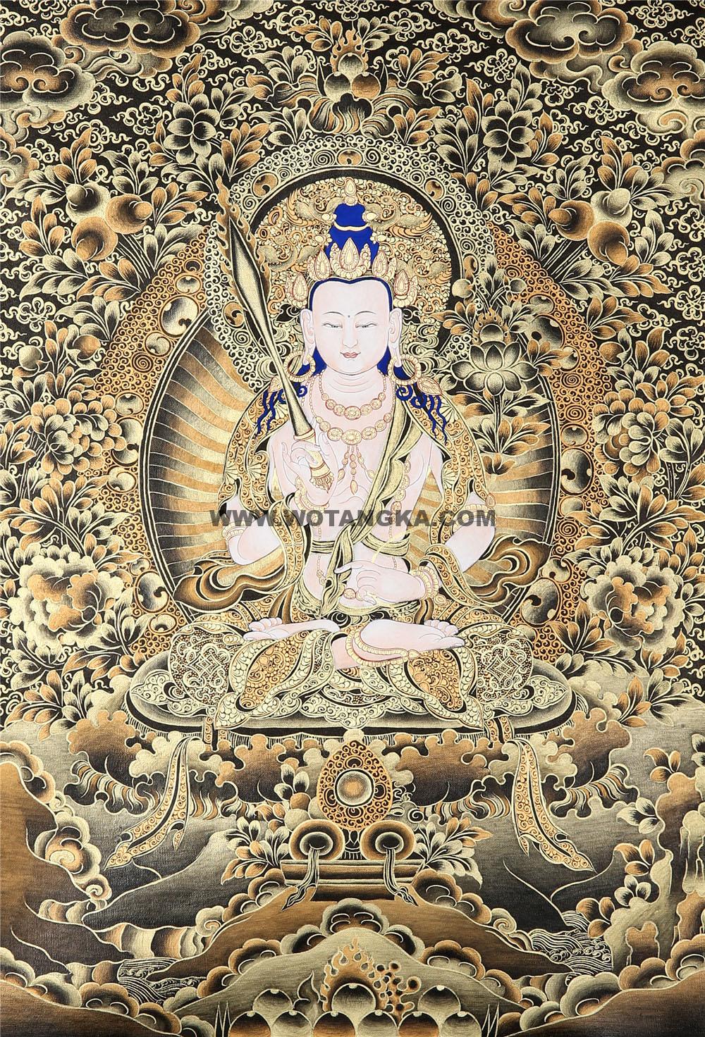 黑金唐卡-虚空藏菩萨