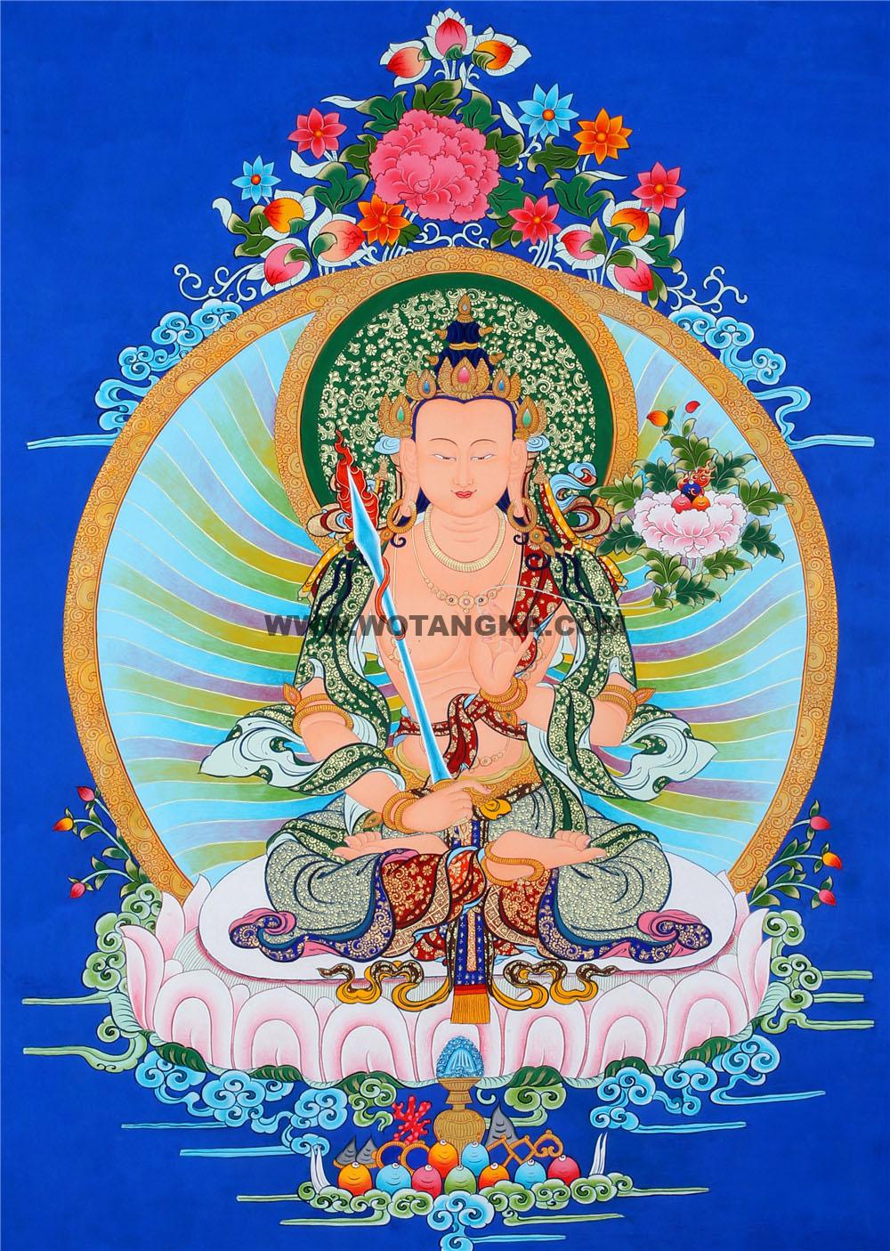 蓝金唐卡-虚空藏菩萨