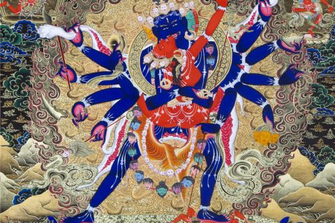 编号188-476577：黑金唐卡-胜乐金刚（90*60CM左右）