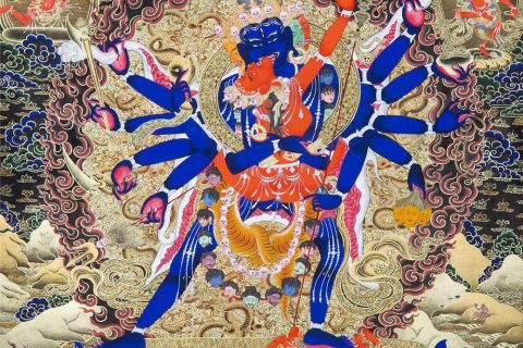 编号188-890040：黑金唐卡-胜乐金刚（100*70CM左右）