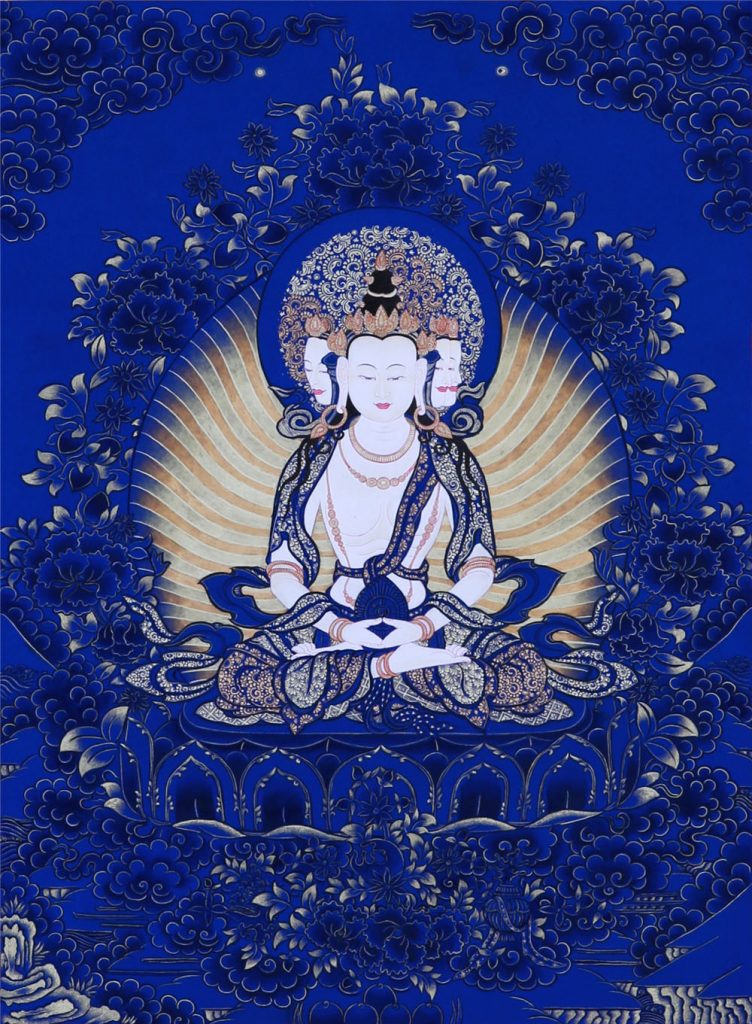 蓝金唐卡-大日如来