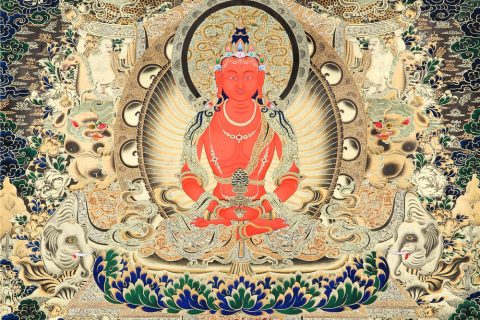 黑金唐卡-长寿佛