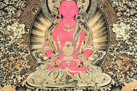 黑金唐卡-长寿佛