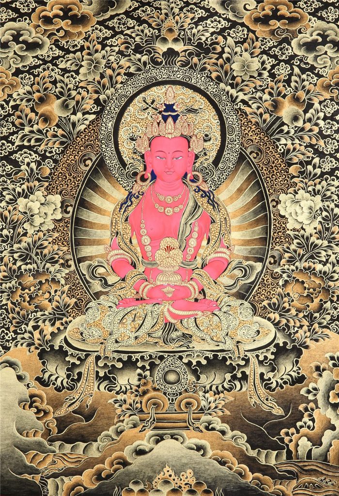 黑金唐卡-长寿佛
