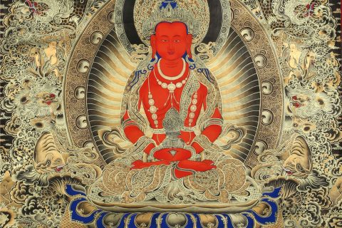 黑金唐卡-长寿佛
