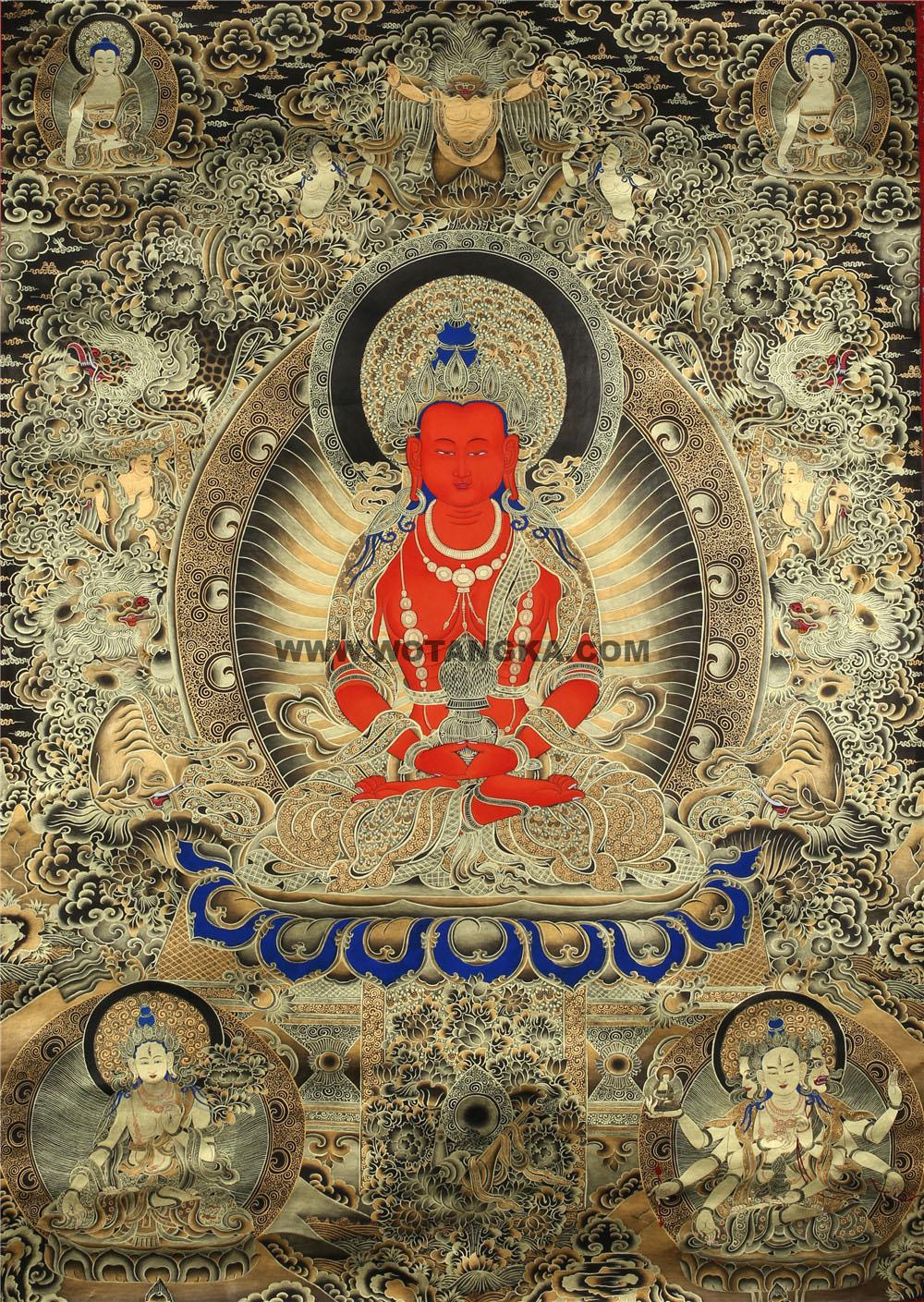 黑金唐卡-长寿佛