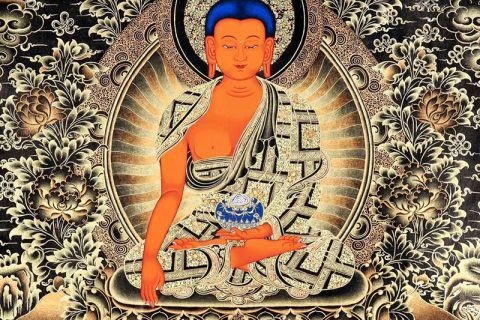 黑金唐卡-释迦牟尼佛