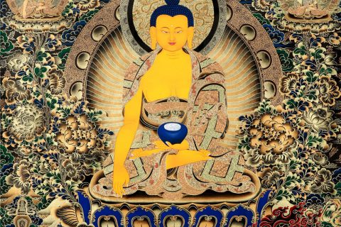 黑金唐卡-释迦牟尼佛